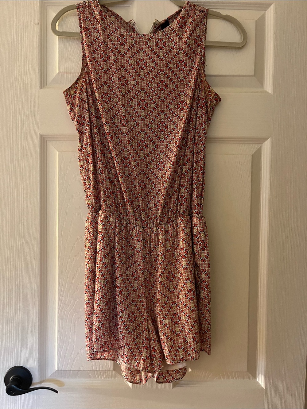 GAP Sleeveless Floral Romper in Red and Cream